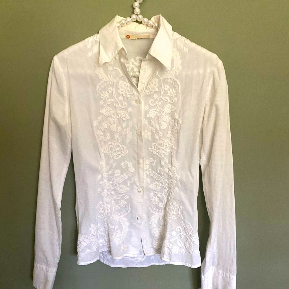 Michiko koshino embroidered tailored shirt top